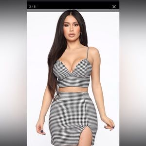 LN Fashion Nova And That’s Game Matching Plaid Skirt Set . Size L